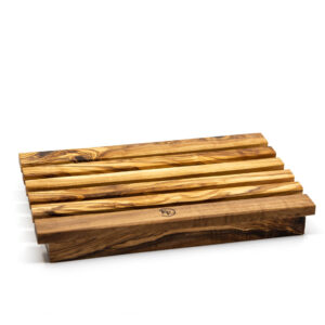 Planche à pain en bois d’olivier avec ramasse-miettes