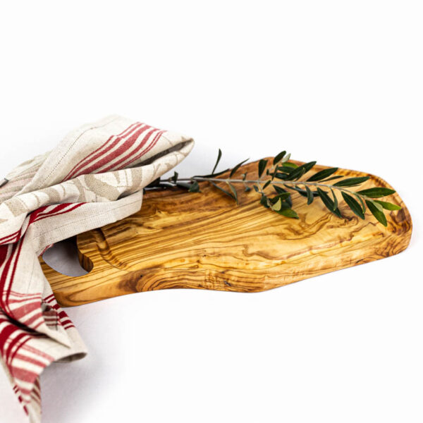 Planche à découper rustique en bois d'olivier avec poignée intégrée